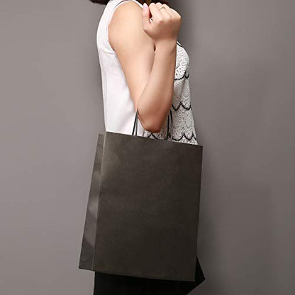100Pcs Large Black Kraft Paper Bags with Handles 10x5x13 Inch, Heavy Duty Gift Bags for Christmas, Holiday,Small Business, Retail & Boutique - color: Black