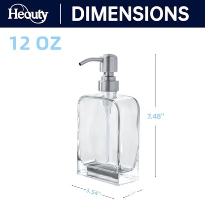 Glass Soap Dispenser with Rust Proof Stainless Steel Pump, Kitchen Hand and Dish Soap Dispensers 2 Pack Set, Refillable Hand Sanitizer Clear Soap Dispenser Bathroom Set, Brushed Nickel - color: Brushed Nickel, size: 2 pack - 11 oz