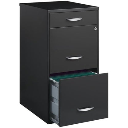 Pemberly Row 3 Drawers 27.32" Vertical Charcoal Metal Filing Cabinet Lockable Pre-Assembled Stationary Letter Size for Home, Office - color: Charcoal