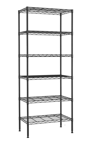 6 Tier Storage Shelves Rack, Adjustable Wire Shelving 23 x 13 x 59 - color: Black, size: 13"D x 23"W x 60"H