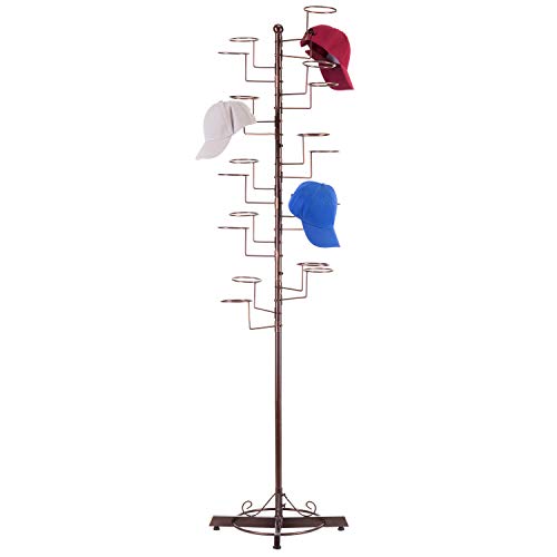 MyGift Hat Rack Tree with 20 Hooks, Cowboy Hat & Cap Display Stand - color: Dark Brown
