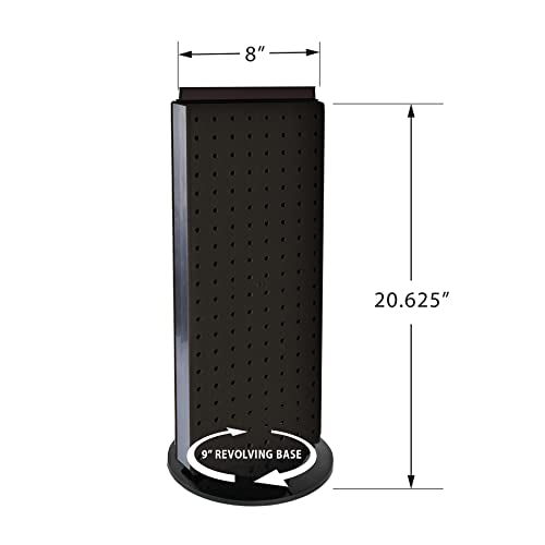 Azar Displays 700508-BLK-4B16 8-Inch W by 20-Inch H Revolving Black Pegboard Counter Display with 16-Pack of 4 inch Locking Hooks, Black - color: Black, style: Pegboard + Hooks