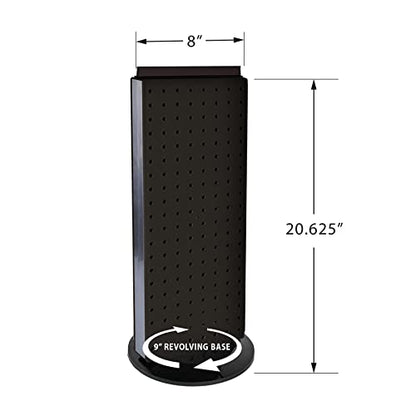 Azar Displays 700508-BLK-4B16 8-Inch W by 20-Inch H Revolving Black Pegboard Counter Display with 16-Pack of 4 inch Locking Hooks, Black - color: Black, style: Pegboard + Hooks