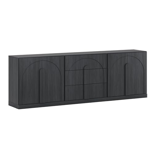 BELLEZE Bijou 3-Piece Modular Sideboard Buffet Cabinet - Ebony - color: Bijou Ebony Bbc