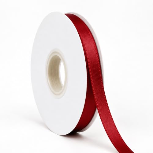 Red Ribbon Satin Ribbon 3/8 Inch x 50 Yards with Spool - color: Red