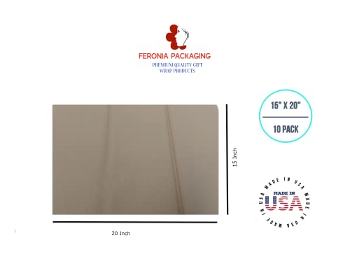 Desert Tan Tissue Paper Squares, Bulk 10 Sheets, Premium Gift Wrap and Art Supplies for Birthdays, Holidays, or Presents by Feronia packaging, Large 15 Inch x 20 Inch Made in USA - color: DessertTan