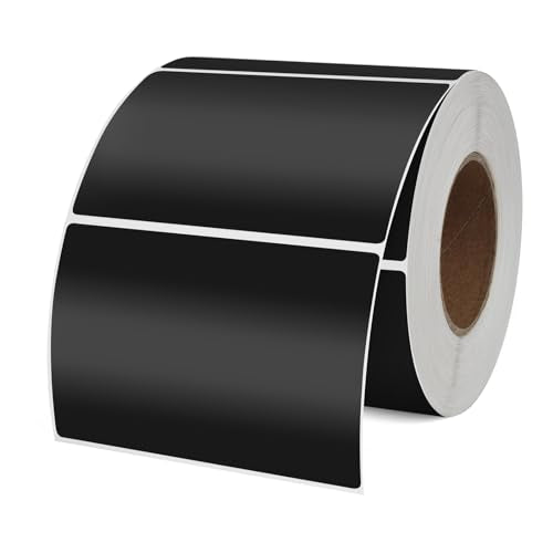 YIKAIDA Black Stickers 2 × 3 Inch Rectangle Removable Vinyl Labels 500 PCS - color: Black