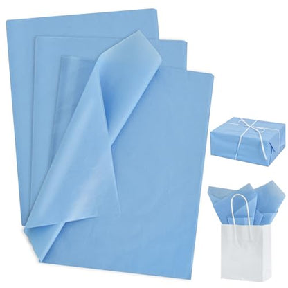BEISHIDA 100 Sheets Grey Blue Tissue Paper Bulk, Wrapping Tissue Paper for Gift Bags, 14 x 20 Inch Gift Wrap for Birthday Wedding Graduation DIY Crafts Holiday Flowers - color: grey blue