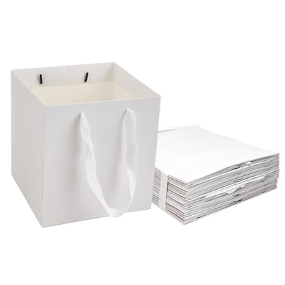 Aosric 12 Pack 8"x8"x8" White Square Gift Bags with Tissue Paper - color: White