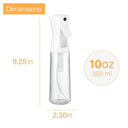 SUPER+ 2 Pack Continuous Spray Bottle for hair - 10 Oz Ultra Fine Mist Sprayer | Water Spray Bottle For Hair Mister Spray Bottle | Hair Spray Bottles For Hairstyling, Cleaning, Salons (2pk 10oz) - size: (2-Pack) - 10 Oz