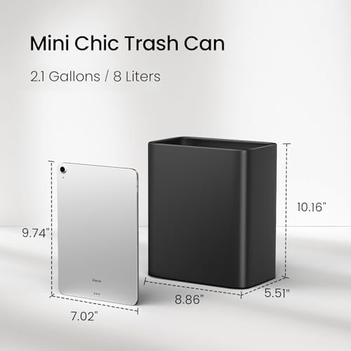 Cesun Small Bathroom Trash Can, 2.1 Gallons, Under Sink Wastebasket, Black - color: Black