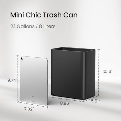Cesun Small Bathroom Trash Can, 2.1 Gallons, Under Sink Wastebasket, Black - color: Black