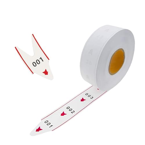 Take A Number 3-Digit Turn-O-Matic Tickets for K-T Ticket Dispenser 1 Roll 2000 Count 2 Groups 000-999 Easy Tear Red Guide Arrow Queue Management for Restaurant Bank
