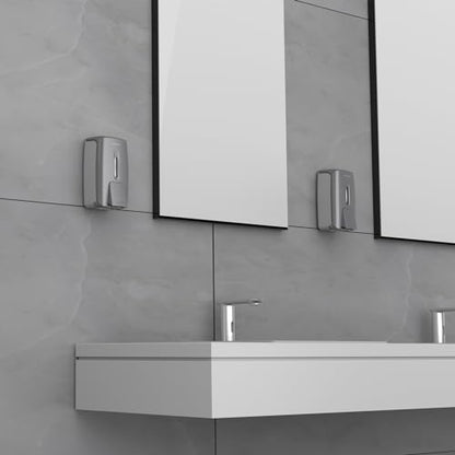 Commercial Soap Dispenser Wall Mount Manual Pump Hand Soap Dispenser 800ml Gel Liquid Hand Sanitizer Dispenser Self Adhesive for Home Bathroom (Silver) - color: Silver