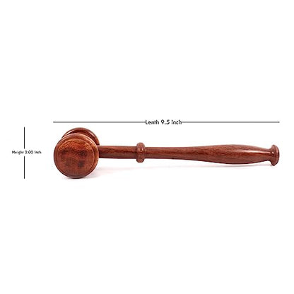 Deluxe Antiqued Brass Stock Market Desk Bell on Wooden Base with Hammer, 8.5 x 9 x 7 inches