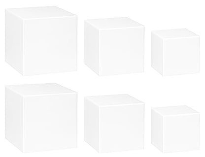 Red Co. Set of 3 Glossy White Acrylic Cube Display Nesting Riser Stands with Hollow Bottoms - 2-Pack - color: White, size: 4",5",6" - 2 Pack