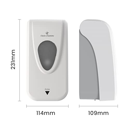 Oasis Creations Manual Soap and Hand Sanitizer Dispenser, Soap/Lotion/Gel, Wall Mount, 1000ml/33oz. Commercial or Residential - White - color: White