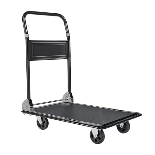 VEVOR Heavy Duty 2 Tier Platform Hand Truck, 700 lbs 2 Tier Push Tool Cart with High-Strength Steel, Utility Cart for Warehouse, Garage, Workshop, Office - size: 28.7 x 18.5 x 32.3 in/ 730 x 470 x 820 mm