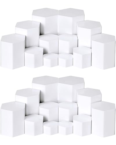 Jetec 6 Pcs Hexagonal Jewelry Display Risers Acrylic Stands,White - color: White