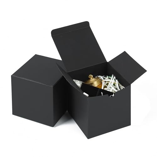 SHIPKEY 10 Pcs Black Gift Boxes with Lids | 5x5x5 Inches Durable Square Gift Boxes | Gift Box for Wedding, Christmas, Holidays, Birthdays and All Other Occasions (13x13x13cm) - color: Black, size: 5"x5"x5"