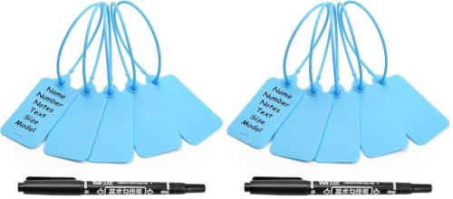 100 Blue Blank Plastic Tags for Labeling Waterproof Hanging Labels Writable Tags Seal Plastic Marking Label for Clothes Bags Keys Inventory with One Marker Pen (Pack of 2) - color: Blue, size: 100 PCS (Pack of 2)