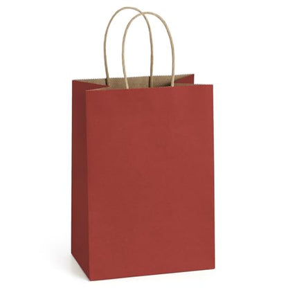 BagDream Small Gift Bags with Handles 5.25x3x8 Inch Red 100 Pack Bulk - color: Red