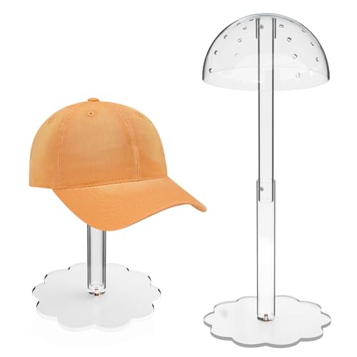 Acrylic Wig Stand Hat Display Stand Adjustable Clear 2-Pack