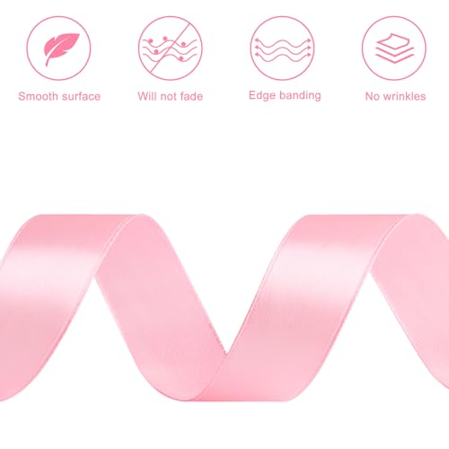 Pink Satin Ribbon, 1 Inch, 50 Yards - color: pink