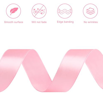 Pink Satin Ribbon, 1 Inch, 50 Yards - color: pink