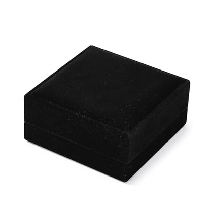 Velvet Jewelry Set Box, Black Velvet Necklace Earring Ring Organizer - color: Black