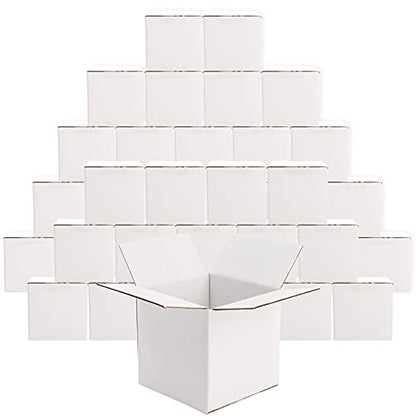 Peohud 40 Pack Small Shipping Boxes, 4 x 4 x 4 Inches White Corrugated Cardboard Box, Mailing Box for Shipping, Packing Storage, Gift Box, Recyclable