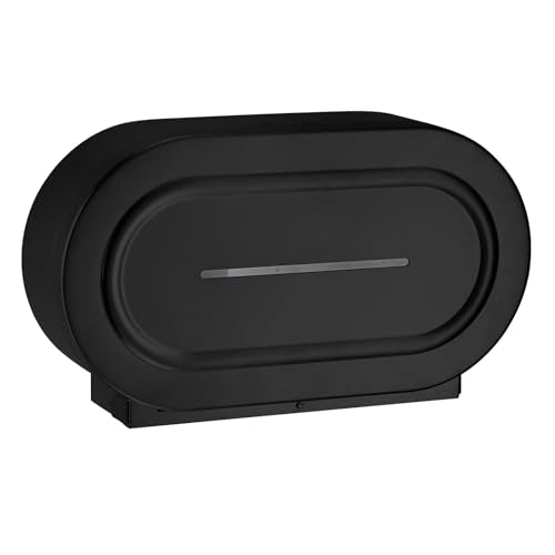 Stardrix Stainless Steel Twin Jumbo Toilet Paper Dispenser Wall Mount, 9" Commercial Double Roll Holder, Industrial Tissue Dispenser with Key Lock, Matte Black - color: Matte Black