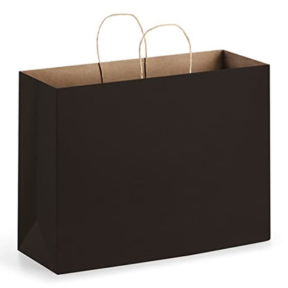 Eupako 16x6x12 Black Paper Bags 50 Pack, Kraft Gift Bags with Handles - color: Black