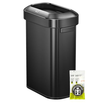 EKO Urban 16 Gallon/60 Liter Open Top Stainless Steel Slim Commercial Trash Can, Tall Kitchen Trash Bin, Heavy-Duty Commercial Grade Large Garbage Bin for Home, Office, Hotel, Restaurant, Matte Black - color: Matte Black, size: 60 Liter, Slim