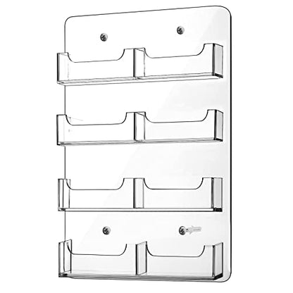 Hillban Acrylic Business Card Holder Wall Mount Office, 8 Pockets - size: 8 Pockets