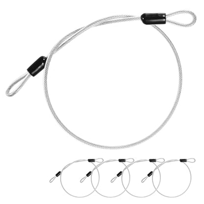 M METERXITY 5-Pack Security Cable Lock, 2FT 4mm PVC Coated Stainless Steel Luggage Lock Wire Rope with Double Loop for Travel/Gate/Bike, Cut-Resistant Braided Steel Cable [Transparent] - color: Transparent, size: 2 FTx4mm