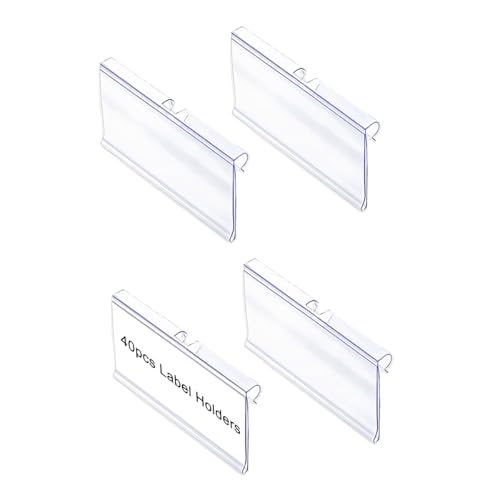 Diteje 40 Pack Wire Shelf Label Holders with Paper Inserts, 3.94x1.50inch