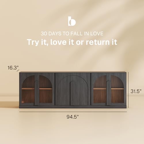 BELLEZE Bijou 3-Piece Modular Sideboard Buffet Cabinet - Ebony - color: Bijou Ebony Aab