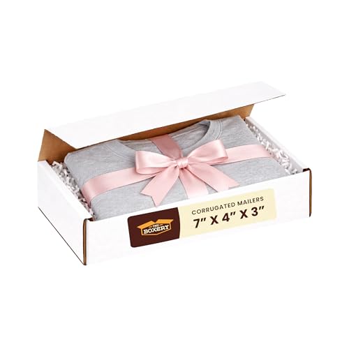 The Boxery Small White Shipping Boxes, 7x4x3-inch Corrugated Cardboard Mailer Box for Moving, Storage, Gifting, and Small Business, 50 Pack - size: 7"x4"x3"