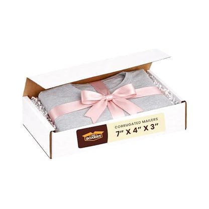 The Boxery Small White Shipping Boxes, 7x4x3-inch Corrugated Cardboard Mailer Box for Moving, Storage, Gifting, and Small Business, 50 Pack - size: 7"x4"x3"