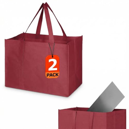 1 Pack Large Foldable Shopping Bag, 16" W x 13" H x 10" D, Reusable Grocery Bag, Used for Shopping - color: D2-red2