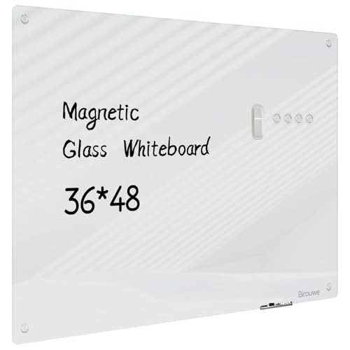 Magnetic Glass Whiteboard - Glass Dry Erase Board 48"x36" Large Frameless Glass Board for Walls Office School and Home, Gray - color: Gray, size: 48" x 36"
