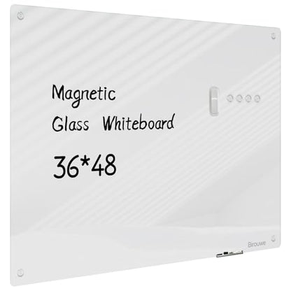 Magnetic Glass Whiteboard - Glass Dry Erase Board 48"x36" Large Frameless Glass Board for Walls Office School and Home, Gray - color: Gray, size: 48" x 36"