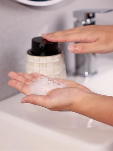 Ceramic Soap Dispenser, Lotion Dispenser with Pump 12oz (White Foam Pump) - color: Farmhouse White Foam Pump