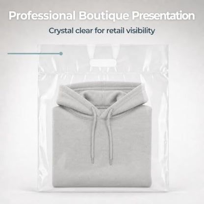 16x18 Large Plastic Shopping Bags for Small Business with Handles, Clear - color: Clear