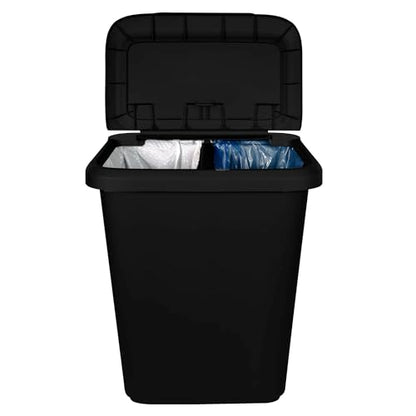 Kitchen Trash Can 20.4 Gallon, Dual Compartment Garbage & Recycling Bin with Lift Top Lid, Plastic Wastebasket for Kitchen, Office, Home - Black