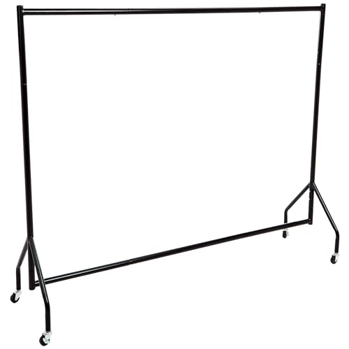 Amazon Basics Heavy Duty Portable Rolling Garment Rack, Hanging Clothes Organizer Rail for Display and Storage, Easy to Assemble, 72 x 60 inches, Black - size: 1.82 x 1.52 m