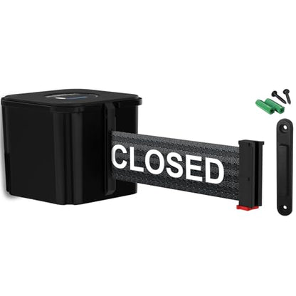 Wall Mount Black Retracta-Belt 15' This Lane Closed Belt Barrier - color: Black Case w/ This Lane Closed Belt, size: 15' Belt