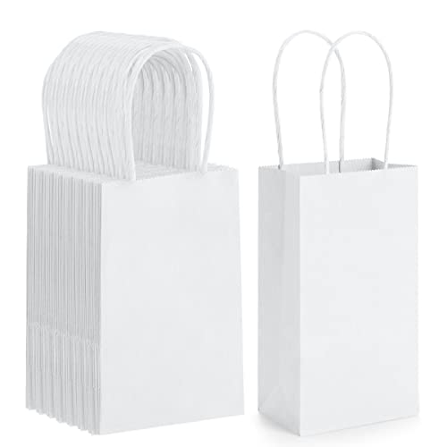 BagDream Mini Gift Bags with Handles 3.5x2.4x6.7 Inch White 100 Bulk Pack - color: White