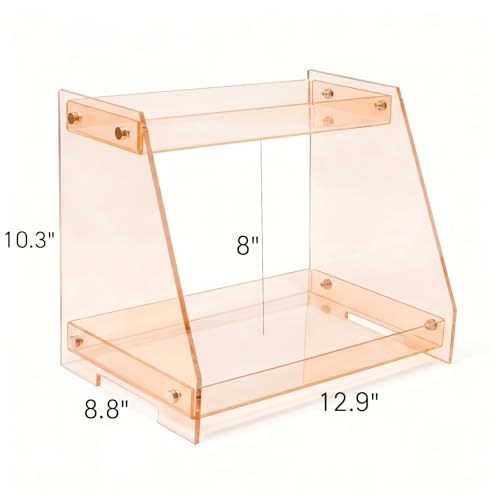 ROYALITA 2 Tier Shelf Bathroom Countertop Organizer Makeup Display Shelf - color: Orange